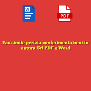 Fac simile perizia conferimento beni in natura Srl PDF e Word